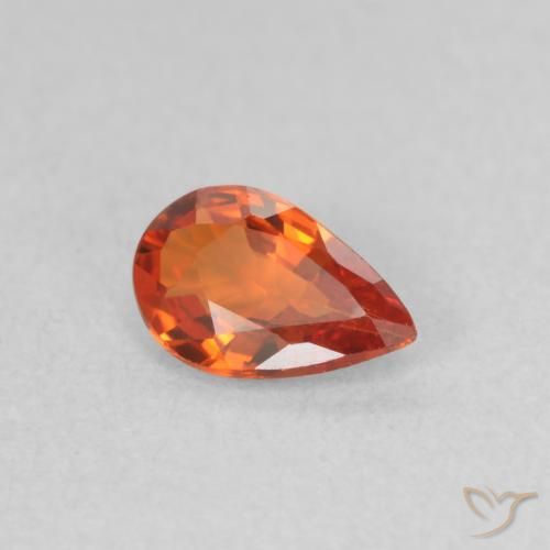 Safira laranja avermelhado Natural 0.44ct, Formato de pêra, VVS-VS