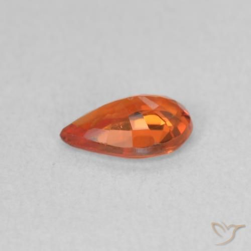 Safira laranja avermelhado Natural 0.44ct, Formato de pêra, VVS-VS