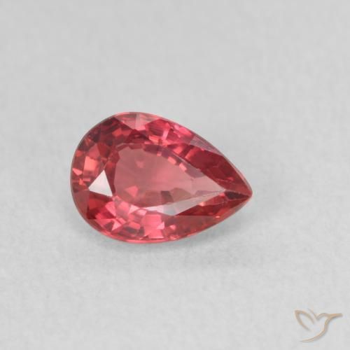 Safira Vermelho escarlate Natural 0.61ct, Formato de pêra, VVS-VS