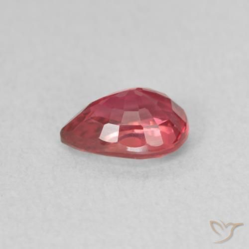 Safira Vermelho escarlate Natural 0.61ct, Formato de pêra, VVS-VS