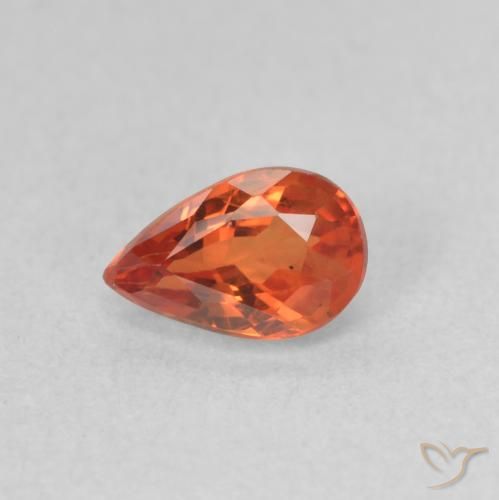 0.58ct Natural laranja avermelhado Safira, Formato de pêra, VS