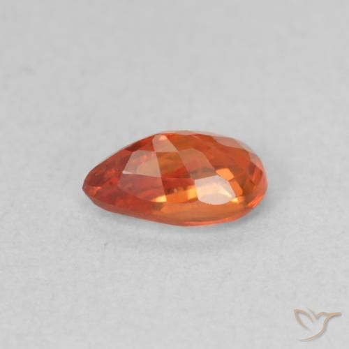 Safira laranja avermelhado Natural 0.58ct, Formato de pêra, VS