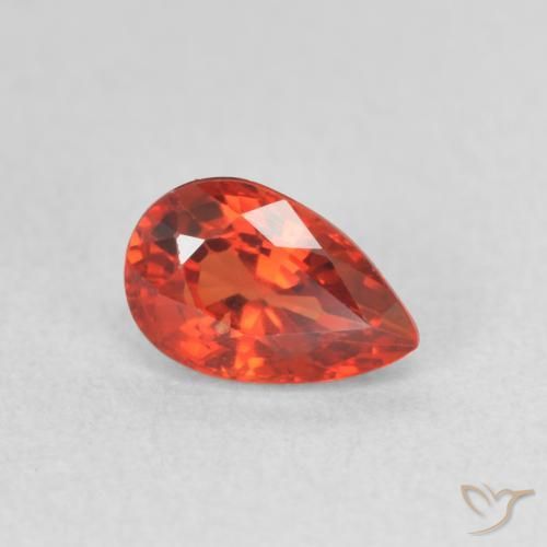 Safira vermelho intenso Natural 0.73ct, Formato de pêra, VVS-VS