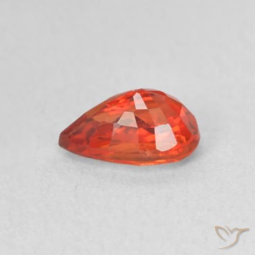 Safira vermelho intenso Natural 0.73ct, Formato de pêra, VVS-VS