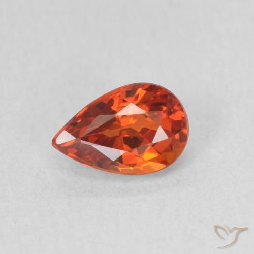 0.69ct Natural laranja avermelhado Safira, Formato de pêra, VVS-VS