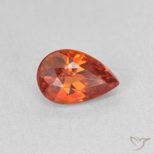 Safira laranja avermelhado Natural 0.69ct, Formato de pêra, VVS-VS