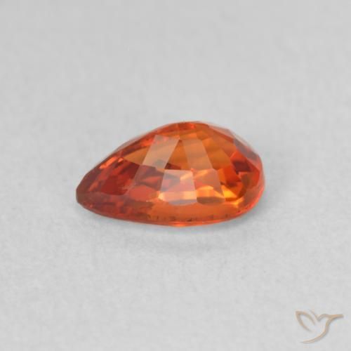 Safira laranja avermelhado Natural 0.69ct, Formato de pêra, VVS-VS