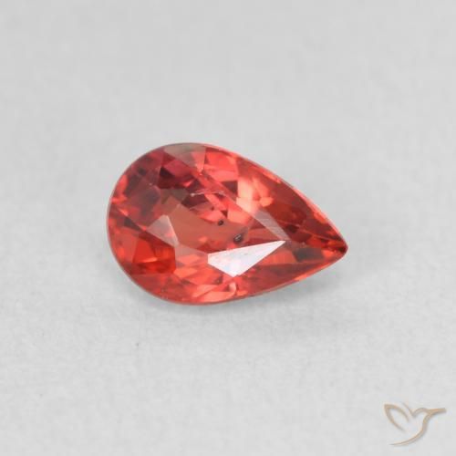 Safira vermelho intenso Natural 0.56ct, Formato de pêra, VS