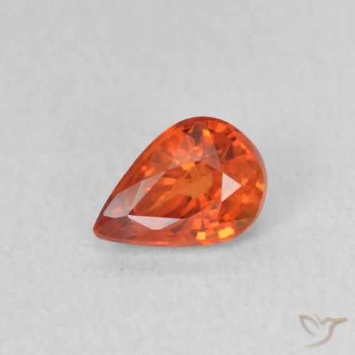 0.58ct Natural laranja avermelhado Safira, Formato de pêra, VS