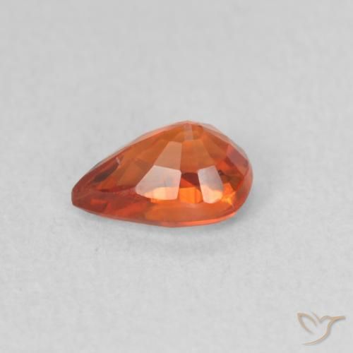 Safira laranja avermelhado Natural 0.58ct, Formato de pêra, VS