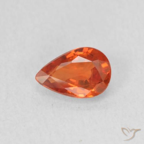 0.53ct Natural Laranja Médio Safira, Formato de pêra, VS