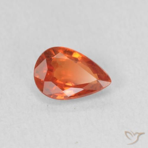 Safira Laranja Médio Natural 0.53ct, Formato de pêra, VS