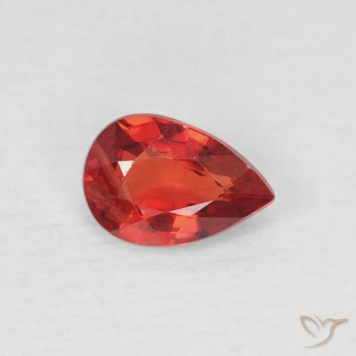 Safira Vermelho brilhante Natural 0.57ct, Formato de pêra, VS