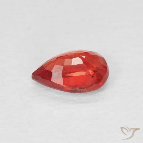 Safira Vermelho brilhante Natural 0.57ct, Formato de pêra, VS
