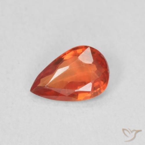 Safira Vermelho Carmesim Brilhante Natural 0.51ct, Formato de pêra, VS