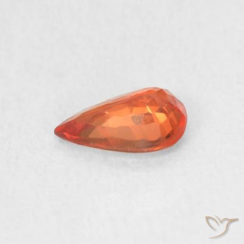 Safira Vermelho Carmesim Brilhante Natural 0.51ct, Formato de pêra, VS