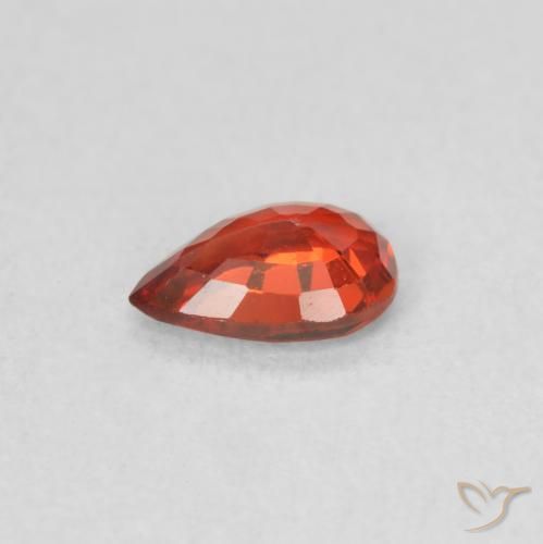 Safira vermelho intenso Natural 0.42ct, Formato de pêra, VS