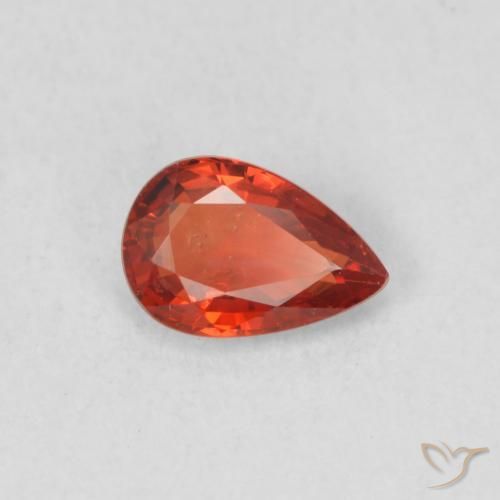 Safira vermelho intenso Natural 0.55ct, Formato de pêra, VS