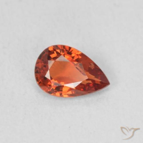 Safira vermelho intenso Natural 0.48ct, Formato de pêra, VS