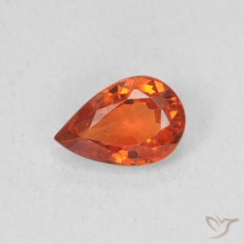0.59ct Natural laranja avermelhado Safira, Formato de pêra, VS
