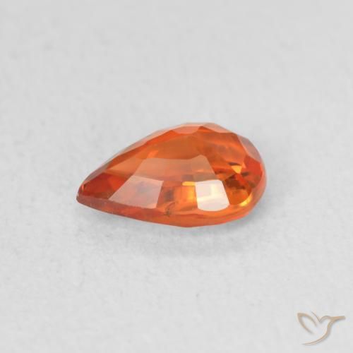 Safira laranja avermelhado Natural 0.59ct, Formato de pêra, VS