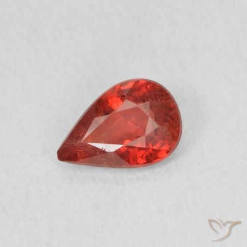 0.43ct Natural Vermelho Carmesim Brilhante Safira, Formato de pêra, VS