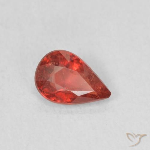 Safira Vermelho Carmesim Brilhante Natural 0.43ct, Formato de pêra, VS