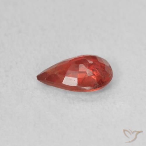 Safira Vermelho Carmesim Brilhante Natural 0.43ct, Formato de pêra, VS