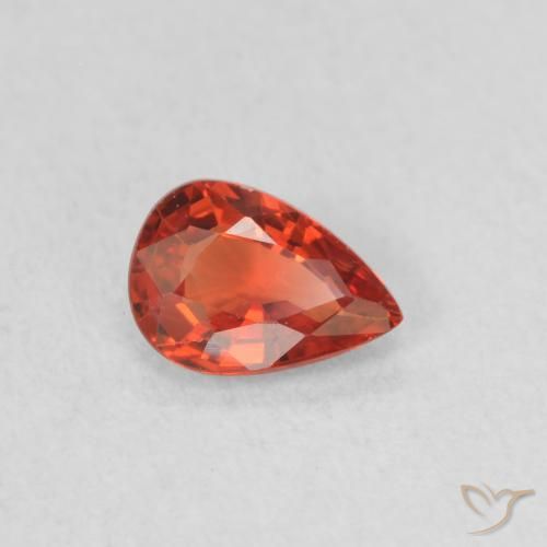 Safira Vermelho Carmesim Brilhante Natural 0.41ct, Formato de pêra, VS