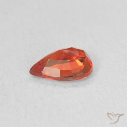 Safira Vermelho Carmesim Brilhante Natural 0.41ct, Formato de pêra, VS