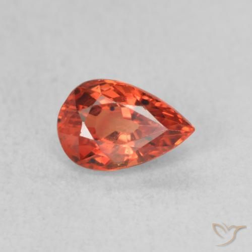 Safira vermelho intenso Natural 0.66ct, Formato de pêra, VVS-VS
