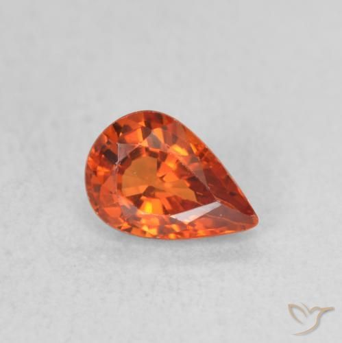 Safira fogo laranja Natural 0.61ct, Formato de pêra, VVS-VS