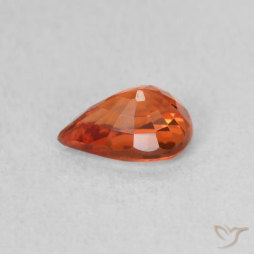 Safira fogo laranja Natural 0.61ct, Formato de pêra, VVS-VS
