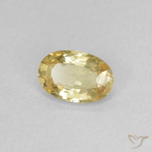 Safira amarelo médio Natural 0.54ct, oval, VVS