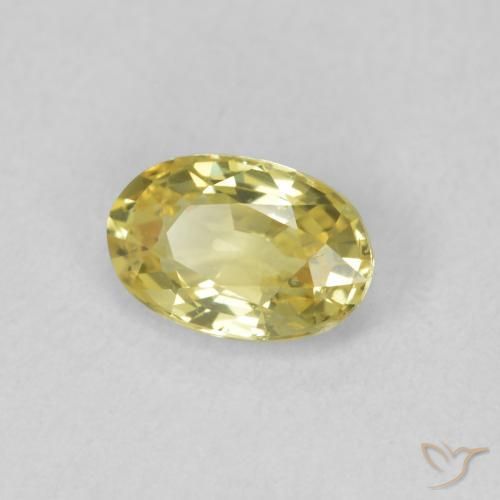 Safira amarelo médio Natural 0.55ct, oval, VVS-VS