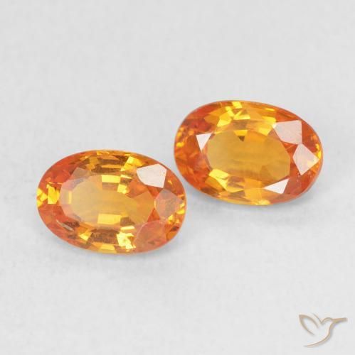 Pedras preciosas de Safira Laranja brilhante natural de 1.29 ct, oval, VVS-VS