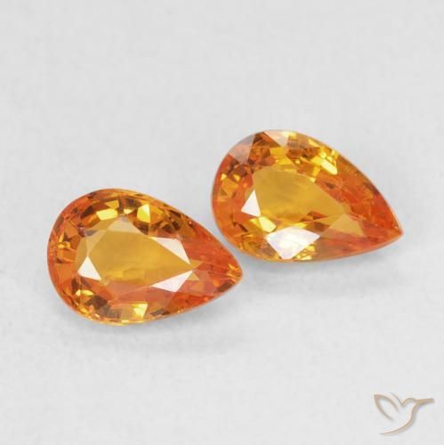 1.09ctw Natural Laranja brilhante Safira, Formato de pêra, VS