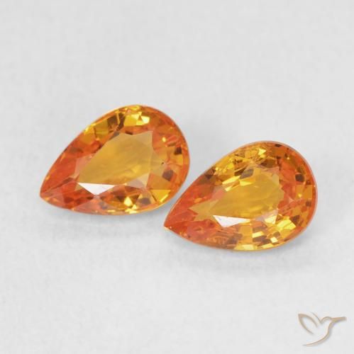 Pedras preciosas de Safira Laranja brilhante natural de 1.09 ct, Formato de pêra, VS