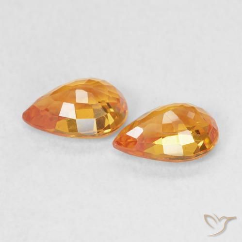 Pedras preciosas de Safira Laranja brilhante natural de 1.09 ct, Formato de pêra, VS
