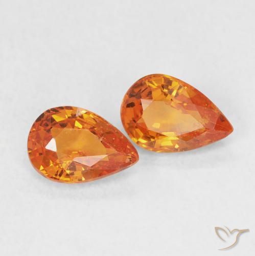 Pedras preciosas de Safira Laranja brilhante natural de 1.07 ct, Formato de pêra, VS