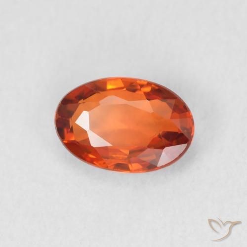 Safira laranja avermelhado Natural 0.64ct, oval, VVS