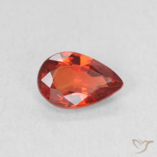 Safira Fogo vermelho Natural 0.47ct, Formato de pêra, VVS