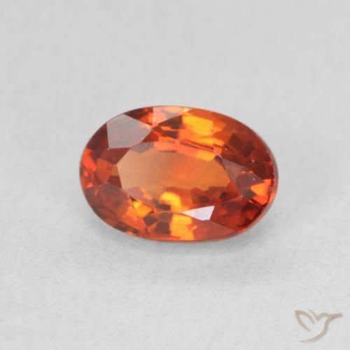 Safira laranja avermelhado Natural 0.78ct, oval, VVS