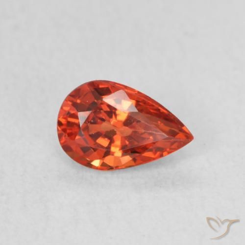 Safira laranja avermelhado Natural 0.49ct, Formato de pêra, VVS