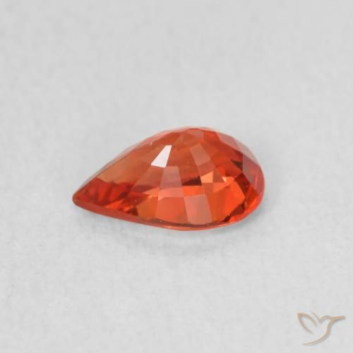 Safira laranja avermelhado Natural 0.49ct, Formato de pêra, VVS