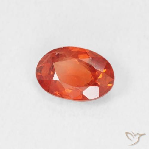 Safira âmbar laranja Natural 0.54ct, oval, VS