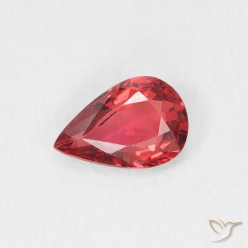 0.45ct Natural vermelho médio Safira, Formato de pêra, VVS