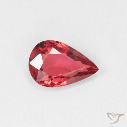 Safira vermelho médio Natural 0.45ct, Formato de pêra, VVS