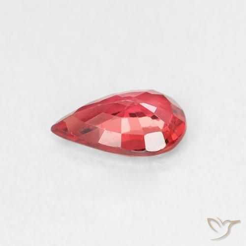 Safira vermelho médio Natural 0.45ct, Formato de pêra, VVS