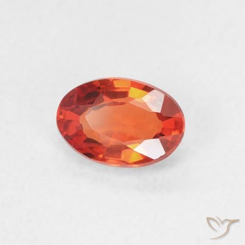 Safira laranja avermelhado Natural 0.64ct, oval, VVS